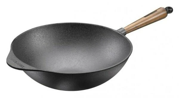 Skeppshult Wokpfanne Aus Gusseisen Mit Walnussgriff 32 Cm