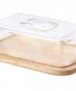 Continenta Käseglocke Rechteckig Aus Gummibaumholz, 2-teilig 38,5 X 25,5 X 11,5 Cm