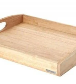 Continenta Tablett Rechteckig Mit Griffen Aus Gummibaumholz 50 X 39 X 5 Cm