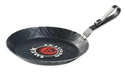 Schmiedeeiserne Servierpfanne Mit Gebogenen Hakenstiel Von Turk 20 Cm / 14 Cm / .. / 0,85 Kg