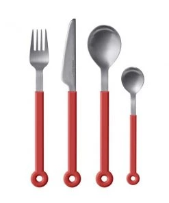 Mono Ring Besteckset In Rot, 4tlg.